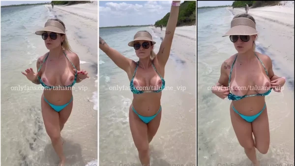 Taluane curtindo a praia de biquíni bem paraguaiada