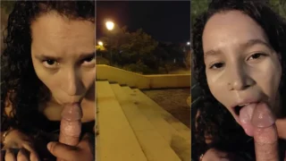 Alice Maciel, cheia de tesão, fez um oral no cara bem na rua