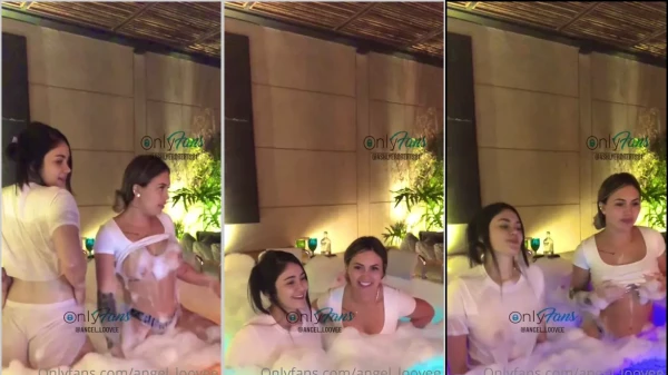 Angel safadinha se divertindo na banheira com uma ninfetinha deliciosa