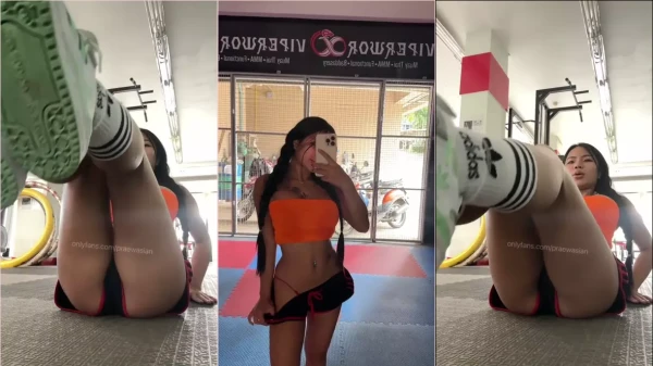 Praew Asian dando uma mostrada no corpo lá na academia