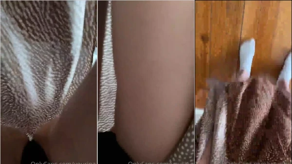 Yourina gravando de baixo do vestido