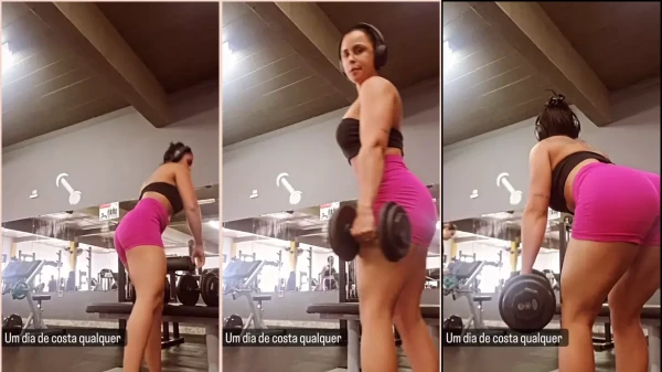 Jessica Minassian se empurrando nos treinos da academia