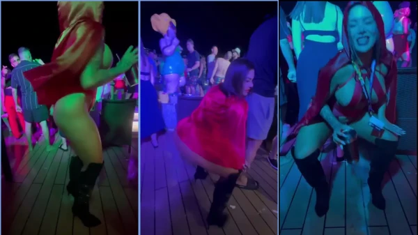 A esposa do Dessinha tá na festa toda animada, cheia de vontade de se divertir