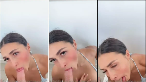 Caryn Beaumont, morena, cheia de atitude, se jogando em um membro bem robusto